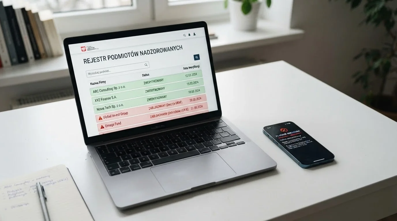 Dokument urzędowy z pieczęcią Ministerstwa Finansów obok ekranu kasyna online z wyróżnioną informacją o licencji