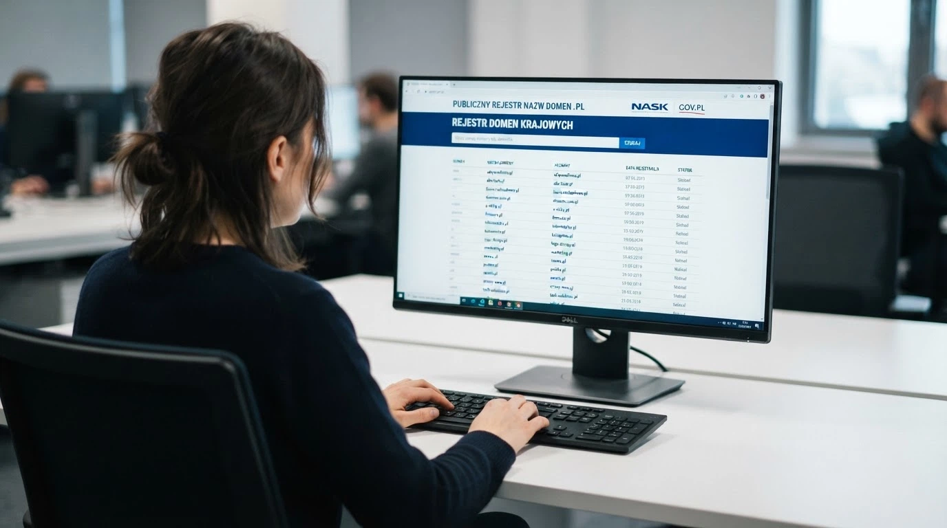 Strona Rejestru Domen hazard.mf.gov.pl na ekranie komputera z widoczną listą zablokowanych witryn