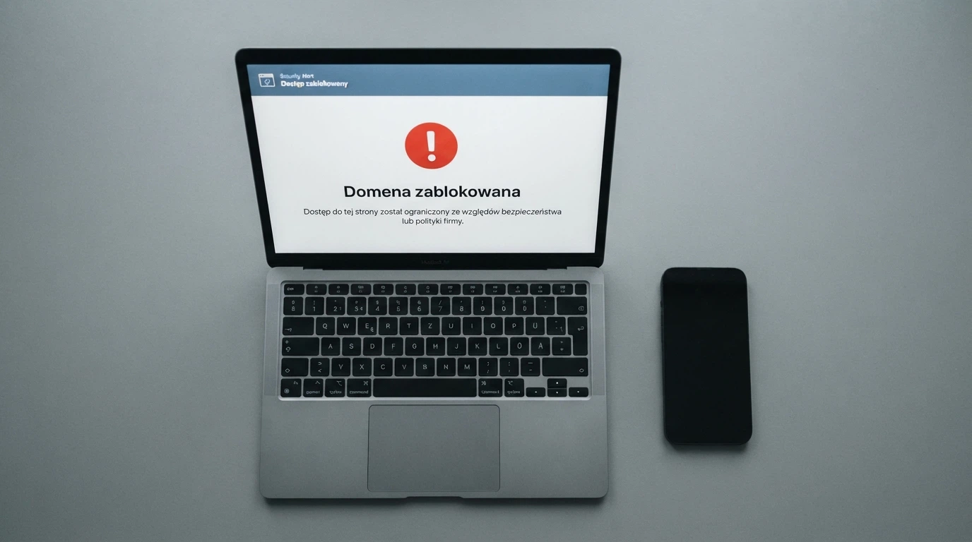Ekran zablokowanej domeny kasyna z komunikatem Ministerstwa Finansów i widocznym artykułem ustawy o grach hazardowych