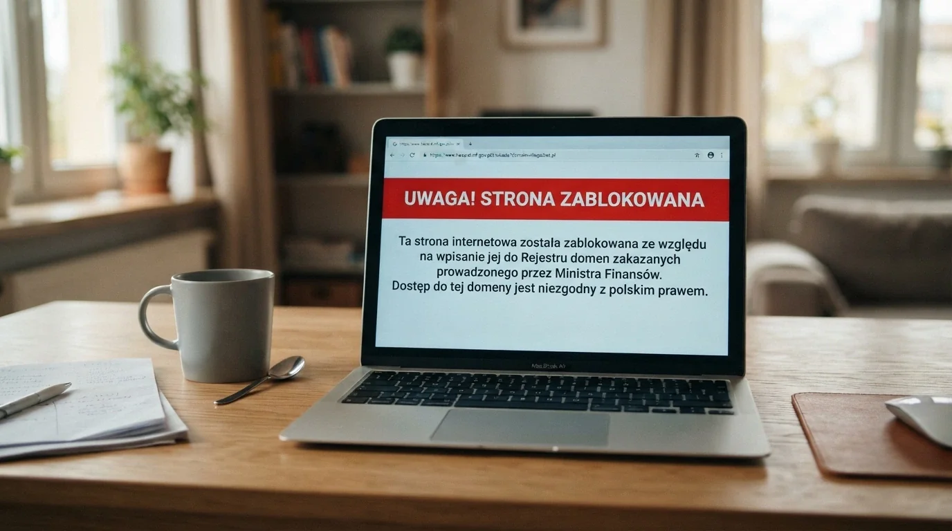 Strona Rejestru Domen Hazardowych Ministerstwa Finansów z listą zablokowanych domen kasynowych