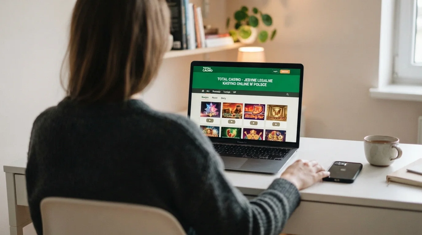 Strona główna Total Casino z widocznym logo Totalizatora Sportowego i komunikatem o państwowym monopolu na kasyno online